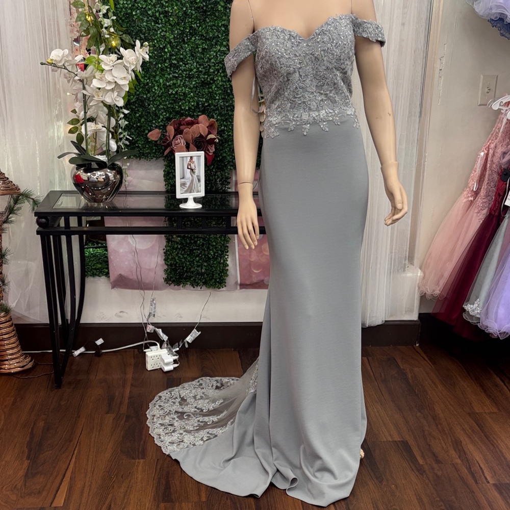Strapless Gray Evening Dress